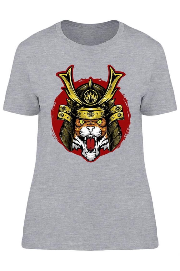 Tiger Head Samurai Helmet Design T-Shirt Women -Image by Shutterstock, Female x-Large