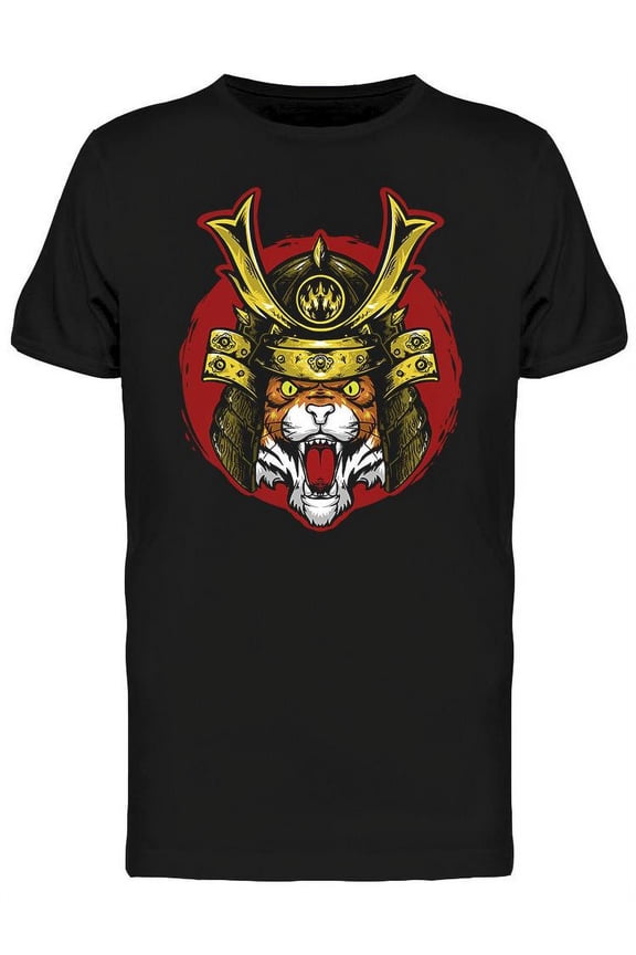 Tiger Head Samurai Helmet T-Shirt Men -Image by Shutterstock, Male Medium