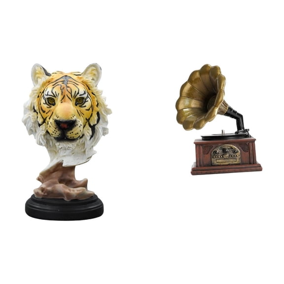 Tiger Head Sculpture Animal Figurine Tabletop Decoration Resin Material Suitable for Living Room Decor Gift
