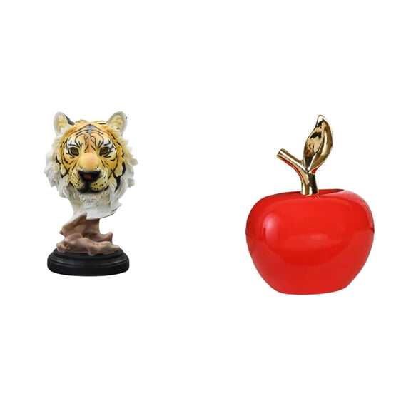 Tiger Head Sculpture Modern Statue Ceramic Figurine Unique Lifelike Resin Decor for Office Living Room Tabletop