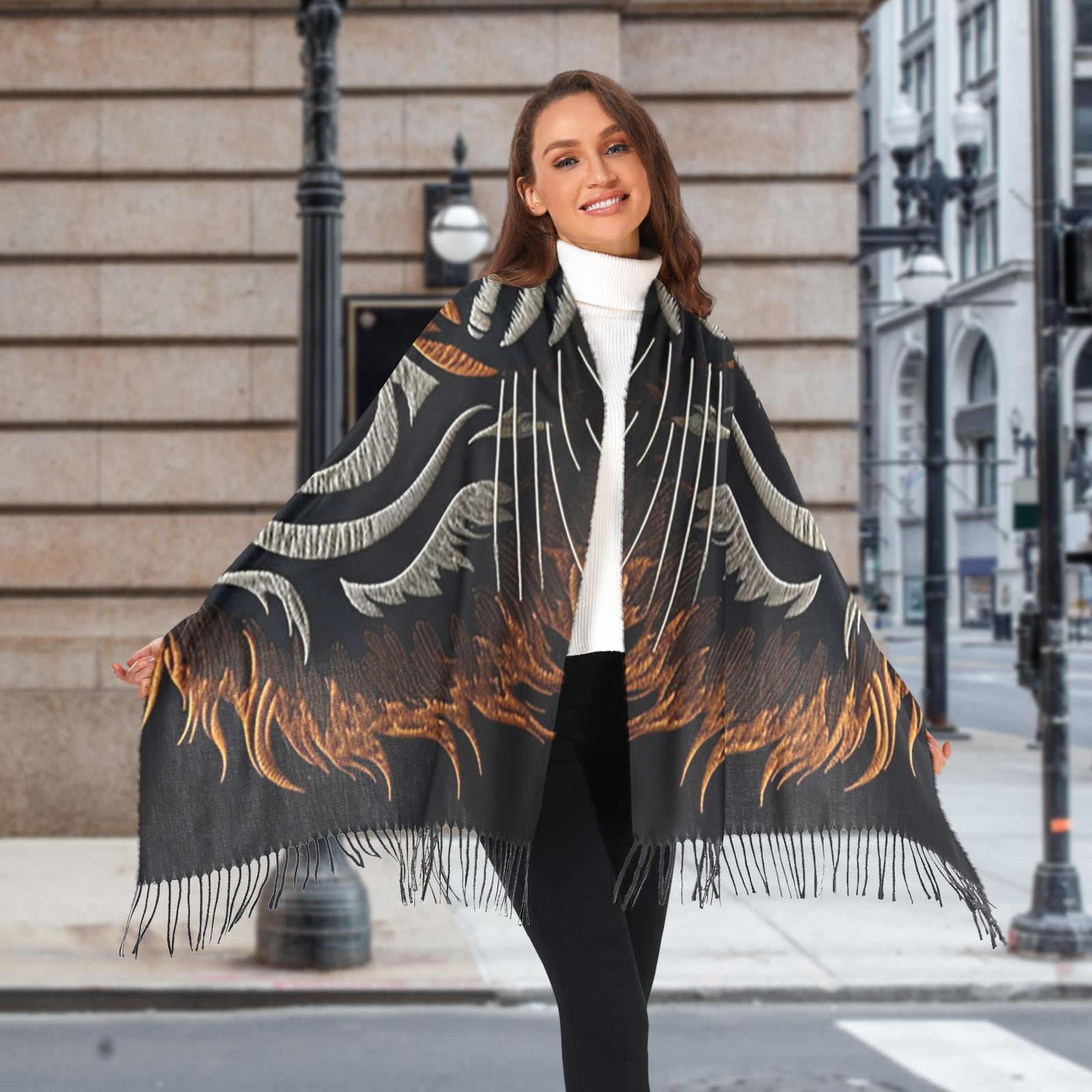 Tiger Head Winter Scarf for Women Fashion Warm Long Soft Blanket