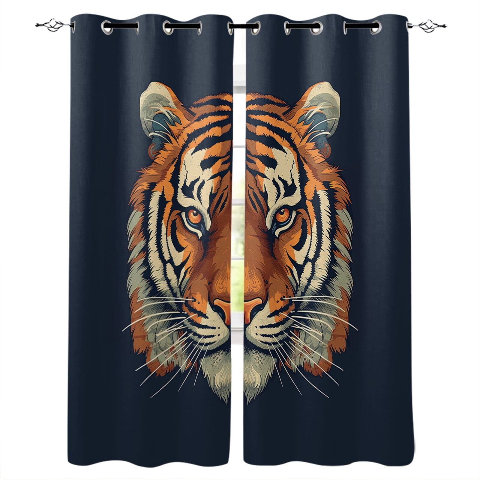Tiger Headed Animal Curtains for Living Room Kids Bedroom Blinds