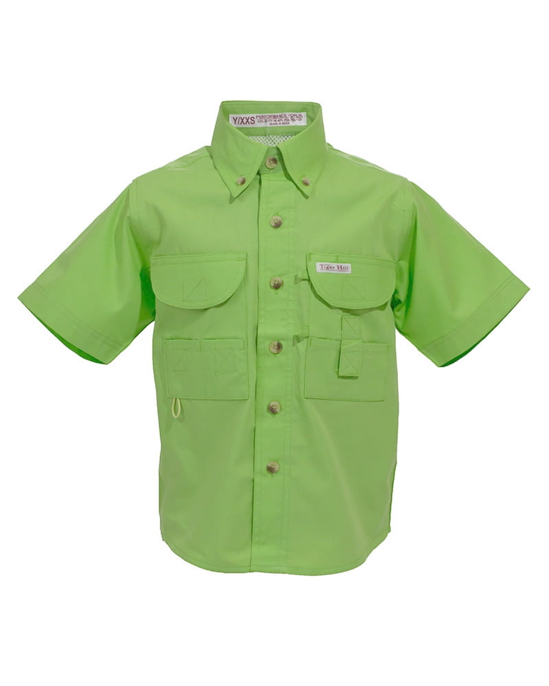 Tiger Hill Kids Fishing Shirt Short Sleeves, Boy's, Size: 10/12, Green