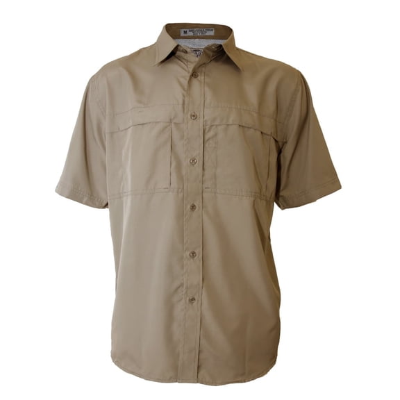 Tiger Hill Men's Pescador Polyester Fishing Shirt Short Sleeves-Khaki 5XL
