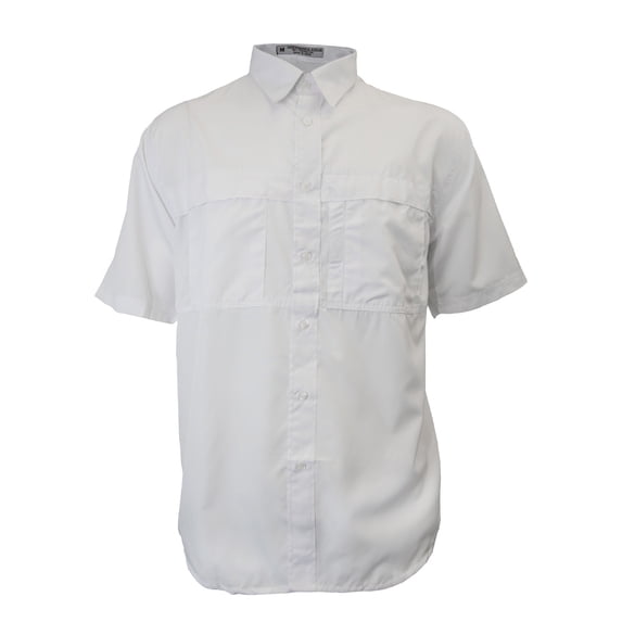 Tiger Hill Men's Pescador Polyester Fishing Shirt Short Sleeves-White 6XL