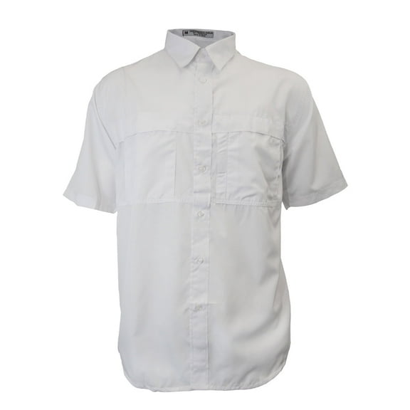 Tiger Hill Men's Pescador Polyester Fishing Shirt Short Sleeves-White XL