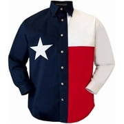 Texas Flag Lone Star Twill Shirt Men Long Sleeves Button Down 100% Cotton, Soft, Breathable, Full Cut, Casual