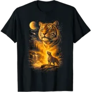 Tiger Howling To The Moon Meme 90S Animal Print Graphic T-Shirt