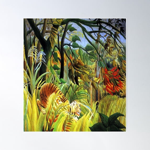 Tiger In A Tropical Storm-Henri Rousseau Poster Wall Art, Modern Wall Decor For Living Room Bedroom, 24x36 UNFRAMED