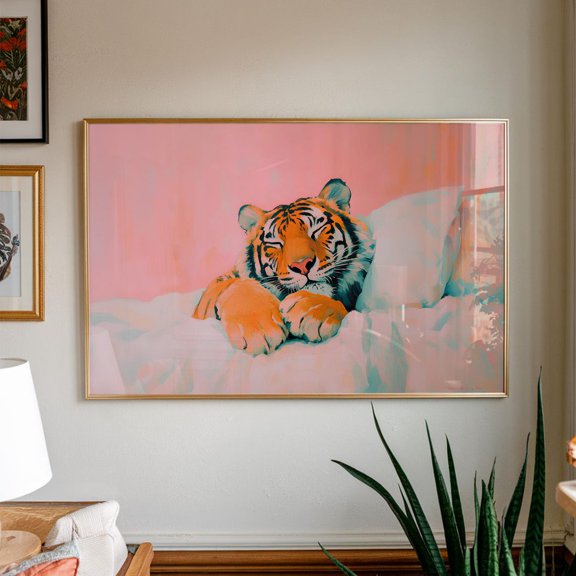 Tiger In Bed Trendy Maximalist Poster Unframed Paper Print