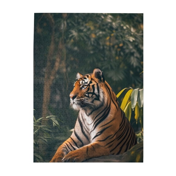 Tiger In Jungle Forest 1000-Piece Wooden Jigsaw Puzzle for Adults, Fun & Challenging Family Game, Stylish Wall Decor & Holiday Gift