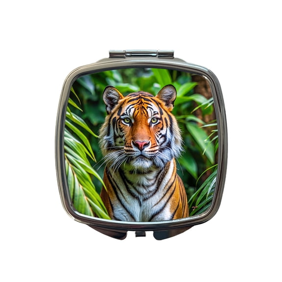 Tiger In The Jungle Travel Makeup Handbag Purse Small Pocket Compact Mirror