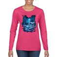 thumbnail image 1 of Tiger In The Snowy Night Animal Lover Womens Graphic Long Sleeve T-Shirt, Fuschia, X-Large, 1 of 3