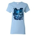 thumbnail image 1 of Tiger In The Snowy Night Animal Lover Womens Graphic T-Shirt, Light Blue, 3XL, 1 of 3