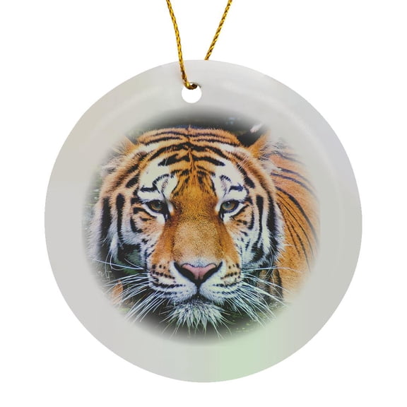 3drose, Tiger in Water, Circle Porcelain Ornament