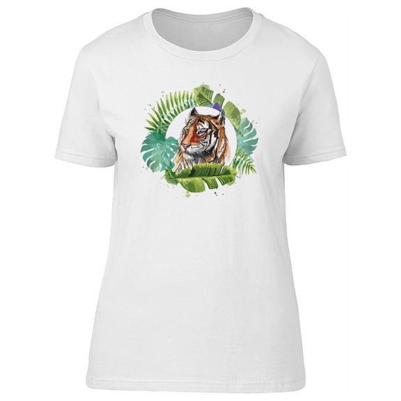 Tiger Inside Tropical Wreath Tee Women's -Image by Shutterstock