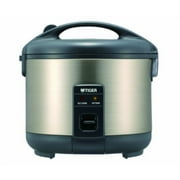 Tiger JNP-S10U-HU 5.5-Cup Uncooked Rice Cooker and Warmer, Stainless Steel Gray
