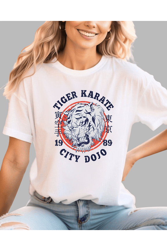 Tiger Karate City Dojo retro Cotton casual T-shirt