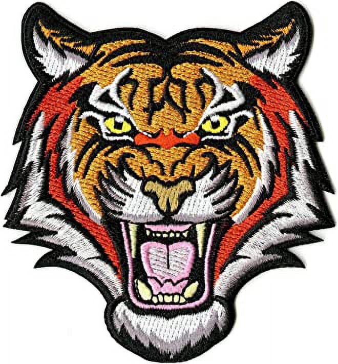 Tiger King Patch 4" | Fierce Roaring Bengal Cat Wild Animal | Iron or Sew on Embroidered | Small - by Nixon Thread Co