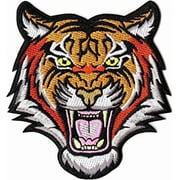 Tiger King Patch 4" | Fierce Roaring Bengal Cat Wild Animal | Iron or Sew on Embroidered | Small - by Nixon Thread Co