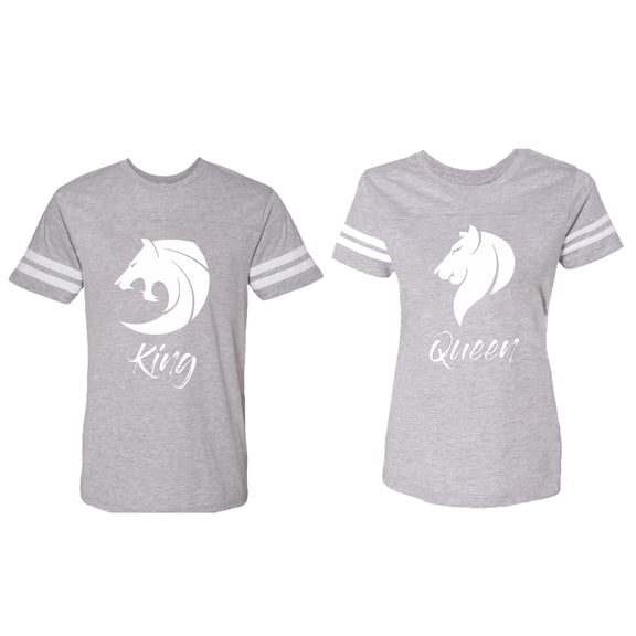 Tiger King Queen Matching Couple Cotton Jerseys (Men Heather / Women Heather) (Men XL / Women XL)