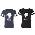 thumbnail image 1 of Tiger King Queen Matching Couple Cotton Jerseys (Men Navy / Women Black) (Men S / Women S), 1 of 3