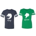 thumbnail image 1 of Tiger King Queen Matching Couple Cotton Jerseys (Men Navy / Women Green) (Men S / Women M), 1 of 3