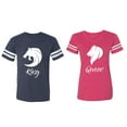 thumbnail image 1 of Tiger King Queen Matching Couple Cotton Jerseys (Men Navy / Women Pink) (Men XXL / Women M), 1 of 3