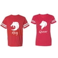 thumbnail image 1 of Tiger King Queen Matching Couple Cotton Jerseys (Men Red / Women Red) (Men L / Women XXL), 1 of 3