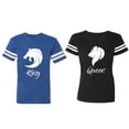 thumbnail image 1 of Tiger King Queen Matching Couple Cotton Jerseys (Men Royal / Women Black) (Men S / Women S), 1 of 3