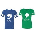 thumbnail image 1 of Tiger King Queen Matching Couple Cotton Jerseys (Men Royal / Women Green) (Men XL / Women S), 1 of 3