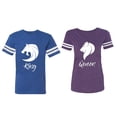 thumbnail image 1 of Tiger King Queen Matching Couple Cotton Jerseys (Men Royal / Women Purple) (Men XXL / Women S), 1 of 3