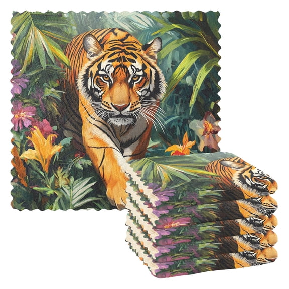Tiger Kitchen Cloth Dish Towels for Drying Washing Absorbent Dish Rags Reusable soft kitchen dishcloth set 6 Pack