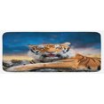 thumbnail image 1 of Tiger Kitchen Mat, Calm Siberian Large Cat with Sunset Resting on a Boulder Relaxed Beast, Plush Decorative Kitchen Mat with Non Slip Backing, 47" X 19", Multicolor, by Ambesonne, 1 of 1