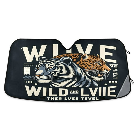 Tiger Leopard Wildlife Car Windshield Sun Shade Foldable Car Front Window Visor Heat and UV Protection 53x23.5