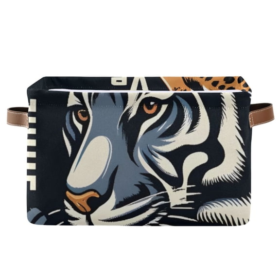 Tiger Leopard Wildlife Storage Bins Baskets With Handles Storage Box Clothes Organizer Organization Toys