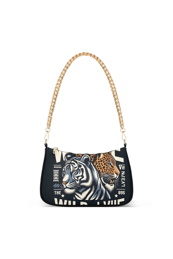 Tiger Leopard WildlifeWomen Small Shoulder Bag Crossbody Tote Hobo Bags Purse Clutch Handbags with Chain Strap for Women