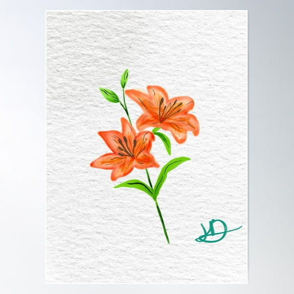 Tiger Lily Poster Wall Art, Modern Wall Decor For Living Room Bedroom, 8x12 UNFRAMED