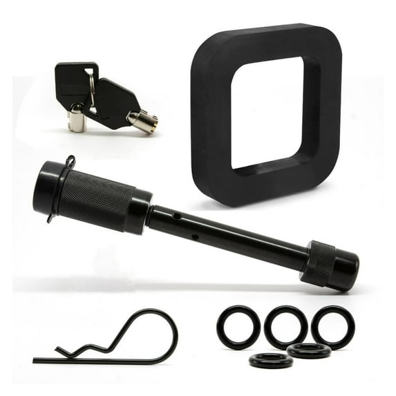 Tiger Lock 5/8" Black Trailer Hitch Locking Pin - Anti-Rattle Tow Hitch Receiver Lock with 2.5" Silencer Pad