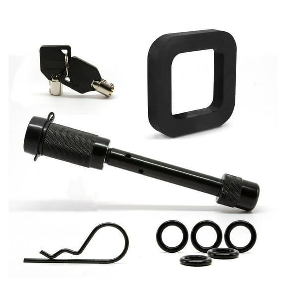 Tiger Lock 5/8" Black Trailer Hitch Locking Pin - Anti-Rattle Tow Hitch Receiver Lock with 2" Silencer Pad