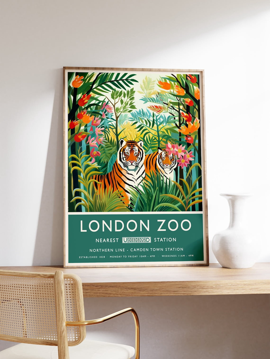Tiger London Zoo Henri Rousseau Tropical Jungle Safari Botanical Decor ...