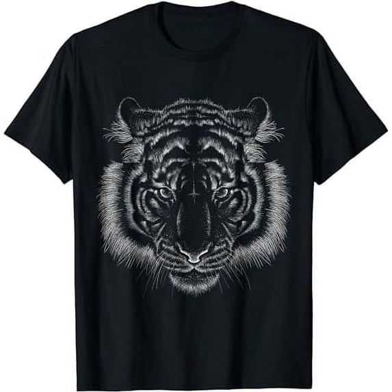 Tiger Lover Head Wild Animal black background Theme T-Shirt