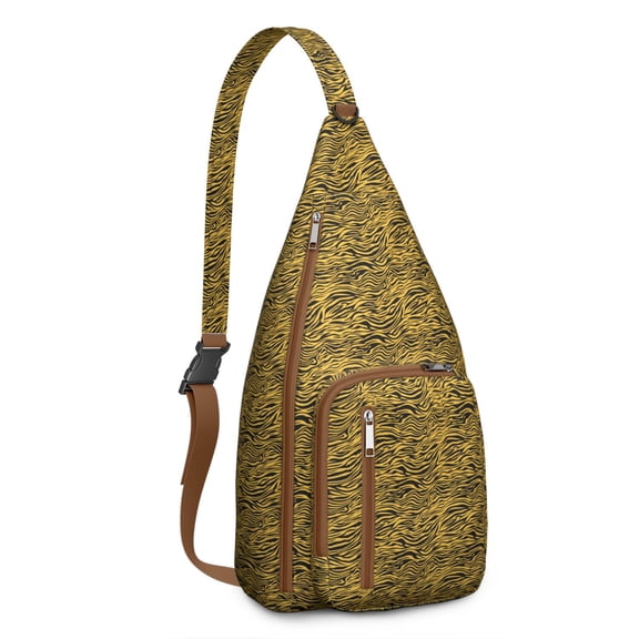 Tiger Lover Sling Backpack - Artistic Tribal Tiger Face & Floral Painting Design, Multi-Functional Anti-Theft Pack for Hiking & Daily Commute