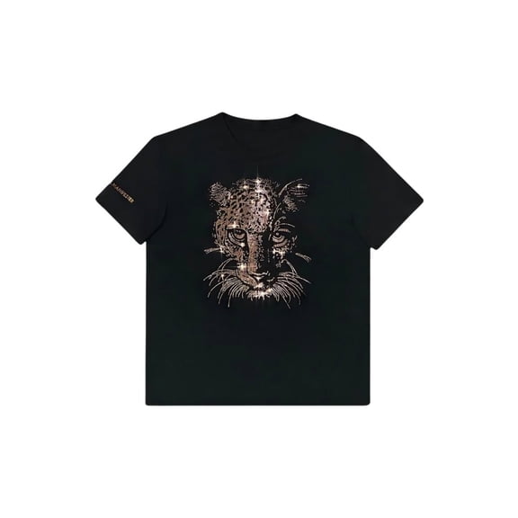 Tiger - Lucky Fengshui Rhinestoned T-Shirt - Black