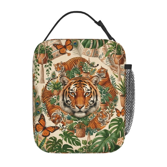 Tiger Lunch Bag,Reusable Portable Insulated Lunch Box For Women Men Office Picnic Travel Waterproof Thermal Lunch Tote Bag