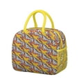 thumbnail image 1 of Tiger Lunch Bag for Women, Roaring Bengal Jungle Cat Print with Stripes and Floral Tribal Pattern, Artistic Wild Animal Design Reusable Insulated Cooler Tote for Work, Picnic, or Travel, 1 of 7