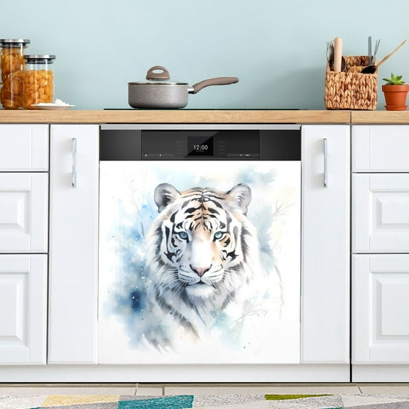 Tiger Magnetic Dishwasher Cover Magnet Refrigerator Dishwasher Sticker Home Decorative Art Kitchen Panel Decal 23x26 Inch