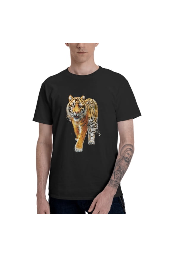 Tiger Men's T-Shirt Cotton 100% Summer Tops Fashion Casual Tiger Short Sleeves for Men Women Round Collar Top Tees