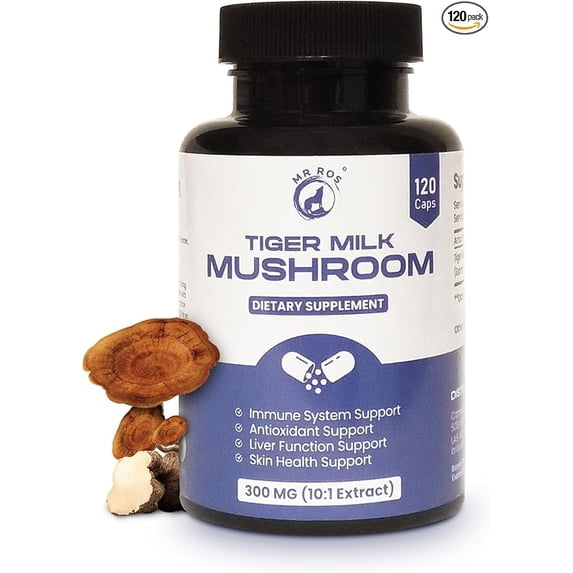 Tiger Milk Mushroom Capsules 300mg – Lignosus (Tigers Milk) for Immunity, Respiratory, Cognitive & Lung Health, Cough & Mucus Relief, Antioxidant Support – 120 All Natural Capsules- 60 Servings