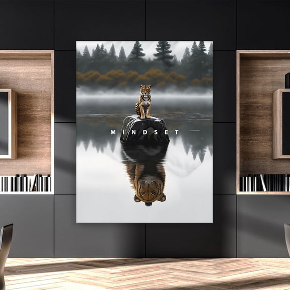 Tiger Mindset Powerful Reflection Tiger Motivational Animal Strength Focus Art Poster Unframed Paper Print